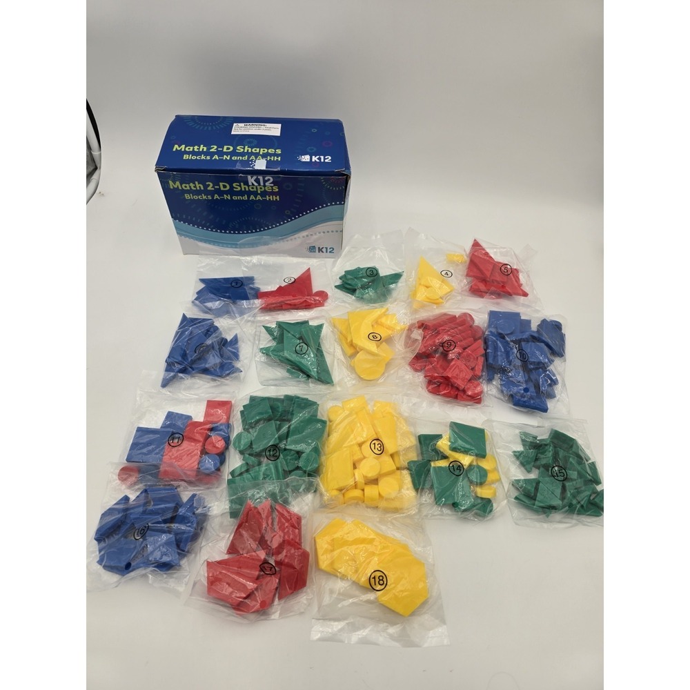 Math Manipulatives- K12‎ 2D Geometric Shapes Blocks Open Box